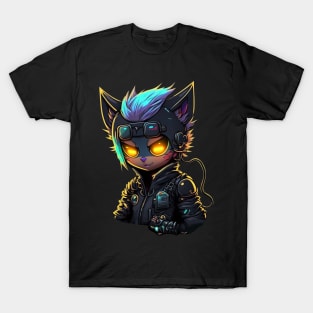 Cyberpunk Hacker Cat T-Shirt